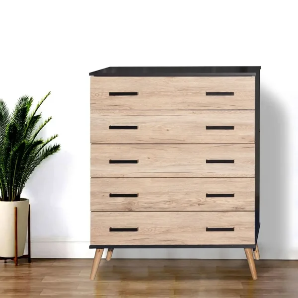 Eli Mid-Century Modern 5 Drawer Chest